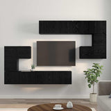 Unità TV Montaggio a parete 4 pcs Rovere Nero Legno truciolato