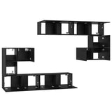 Unità TV Montaggio a parete 4 pcs Rovere Nero Legno truciolato