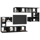 Unità TV Montaggio a parete 4 pcs Rovere Nero Legno truciolato