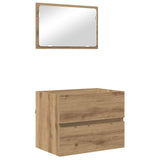 Set di mobili per il bagno 3 pz Rovere artigianale