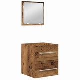 Set di mobili per il bagno con cassetto 2 pcs Legno vecchio