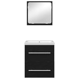 Set di mobili per il bagno 2 pcs Rovere Nero Legno truciolato