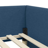 Cornice del letto ad angolo Blu 90 cm x 190 cm Tessuto