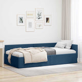 Cornice del letto ad angolo Blu 90 cm x 190 cm Tessuto