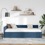 Cornice del letto ad angolo Blu 90 cm x 190 cm Tessuto