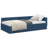 Cornice del letto ad angolo Blu 90 cm x 190 cm Tessuto