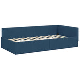 Cornice del letto ad angolo Blu 90 cm x 190 cm Tessuto