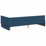 Cornice del letto ad angolo Blu 90 cm x 190 cm Tessuto
