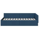 Cornice del letto ad angolo Blu 90 cm x 190 cm Tessuto