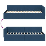 Cornice del letto ad angolo Blu 90 cm x 190 cm Tessuto