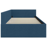Cornice del letto ad angolo Blu 90 cm x 190 cm Tessuto
