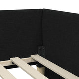 Cornice del letto ad angolo Nero 90 cm x 200 cm Tessuto