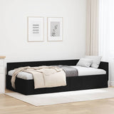 Cornice del letto ad angolo Nero 90 cm x 200 cm Tessuto