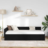 Cornice del letto ad angolo Nero 90 cm x 200 cm Tessuto
