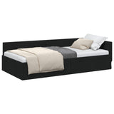 Cornice del letto ad angolo Nero 90 cm x 200 cm Tessuto