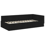 Cornice del letto ad angolo Nero 90 cm x 200 cm Tessuto
