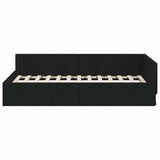 Cornice del letto ad angolo Nero 90 cm x 200 cm Tessuto