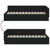 Cornice del letto ad angolo Nero 90 cm x 200 cm Tessuto