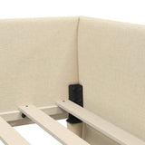 Cornice del letto ad angolo Crema 90 cm x 200 cm Tessuto