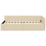 Cornice del letto ad angolo Crema 90 cm x 200 cm Tessuto