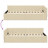 Cornice del letto ad angolo Crema 90 cm x 200 cm Tessuto