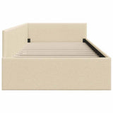 Cornice del letto ad angolo Crema 90 cm x 200 cm Tessuto
