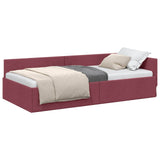 Cornice del letto ad angolo Rosso Vino 100 cm x 200 cm Tessuto