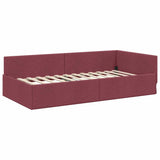 Cornice del letto ad angolo Rosso Vino 100 cm x 200 cm Tessuto