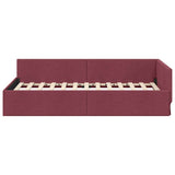 Cornice del letto ad angolo Rosso Vino 100 cm x 200 cm Tessuto
