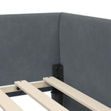 Cornice del letto ad angolo Grigio scuro 90 cm x 190 cm Velluto