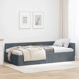 Cornice del letto ad angolo Grigio scuro 90 cm x 190 cm Velluto