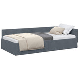 Cornice del letto ad angolo Grigio scuro 90 cm x 190 cm Velluto