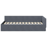 Cornice del letto ad angolo Grigio scuro 90 cm x 190 cm Velluto