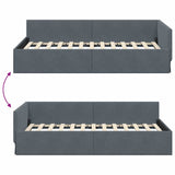 Cornice del letto ad angolo Grigio scuro 90 cm x 190 cm Velluto