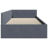 Cornice del letto ad angolo Grigio scuro 90 cm x 190 cm Velluto
