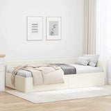 Cornice del letto ad angolo Crema 90 cm x 190 cm Velluto
