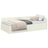 Cornice del letto ad angolo Crema 90 cm x 190 cm Velluto