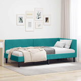Cornice del letto ad angolo Turchese 90 cm x 200 cm Velluto