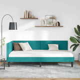 Cornice del letto ad angolo Turchese 90 cm x 200 cm Velluto