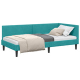 Cornice del letto ad angolo Turchese 90 cm x 200 cm Velluto