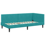 Cornice del letto ad angolo Turchese 90 cm x 200 cm Velluto