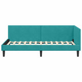 Cornice del letto ad angolo Turchese 90 cm x 200 cm Velluto