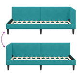 Cornice del letto ad angolo Turchese 90 cm x 200 cm Velluto