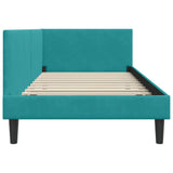 Cornice del letto ad angolo Turchese 90 cm x 200 cm Velluto