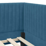 Cornice del letto ad angolo Blu 90 cm x 190 cm Velluto