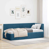 Cornice del letto ad angolo Blu 90 cm x 190 cm Velluto