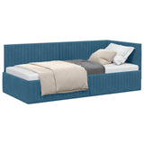 Cornice del letto ad angolo Blu 90 cm x 190 cm Velluto