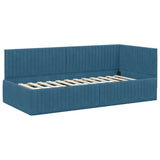 Cornice del letto ad angolo Blu 90 cm x 190 cm Velluto