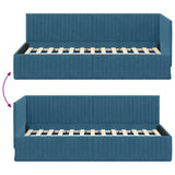 Cornice del letto ad angolo Blu 90 cm x 190 cm Velluto