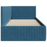 Cornice del letto ad angolo Blu 90 cm x 190 cm Velluto
